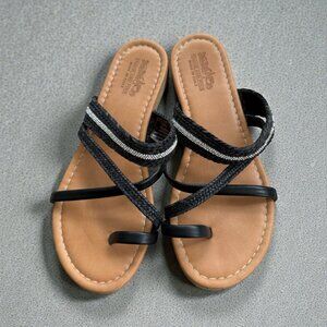 COACH AND FOUR Black Rhinestone Strappy Sandals Size 7.5